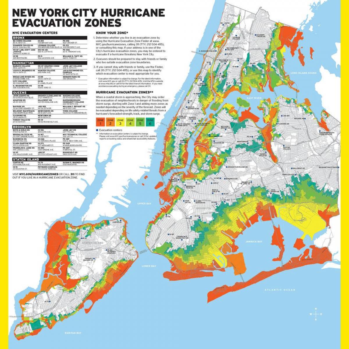 Manhattan plūdu zonā, kas kartē