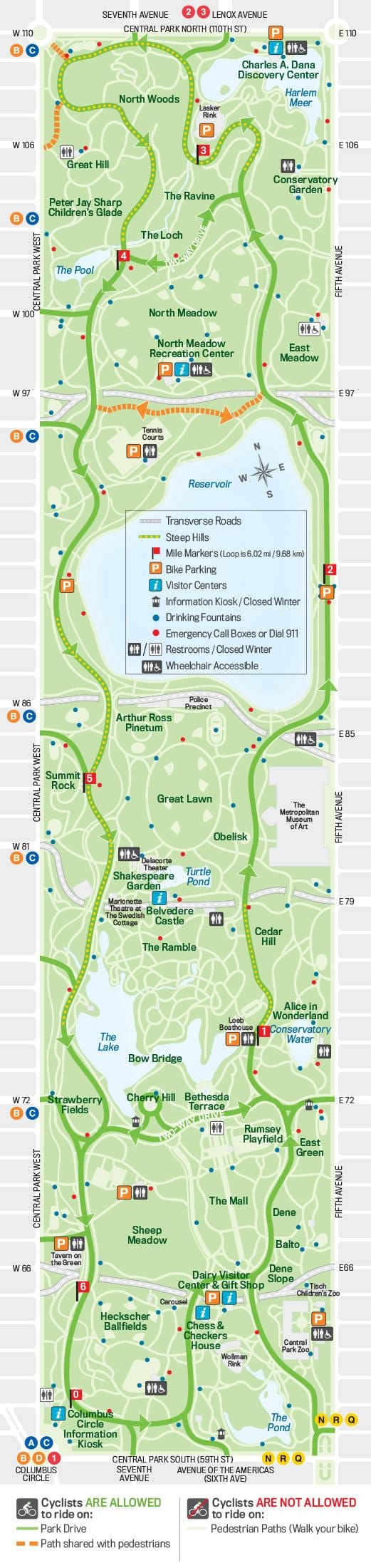 velosipēds karte, central park