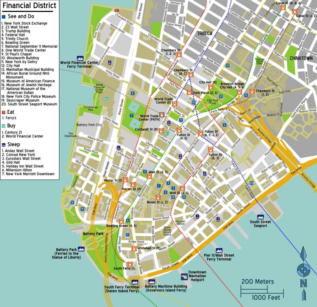 karte downtown Manhattan ny