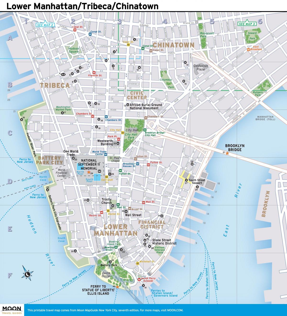 karte zemākas Manhattan, ny