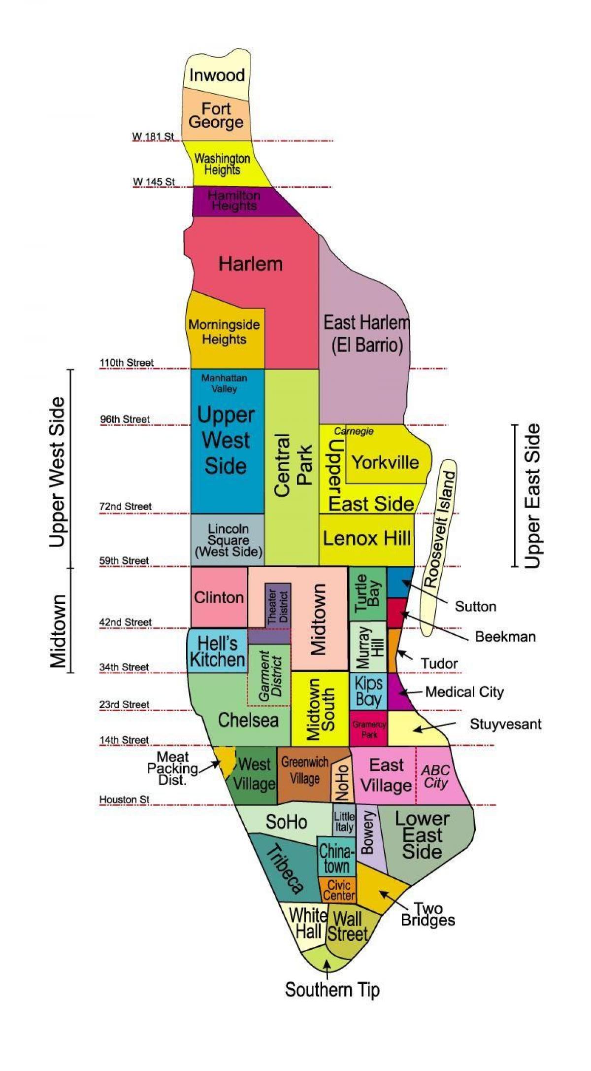 printable karte Manhattan apkārtne