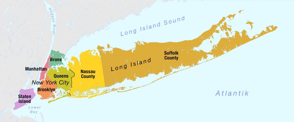 karte New York Manhattan un long island