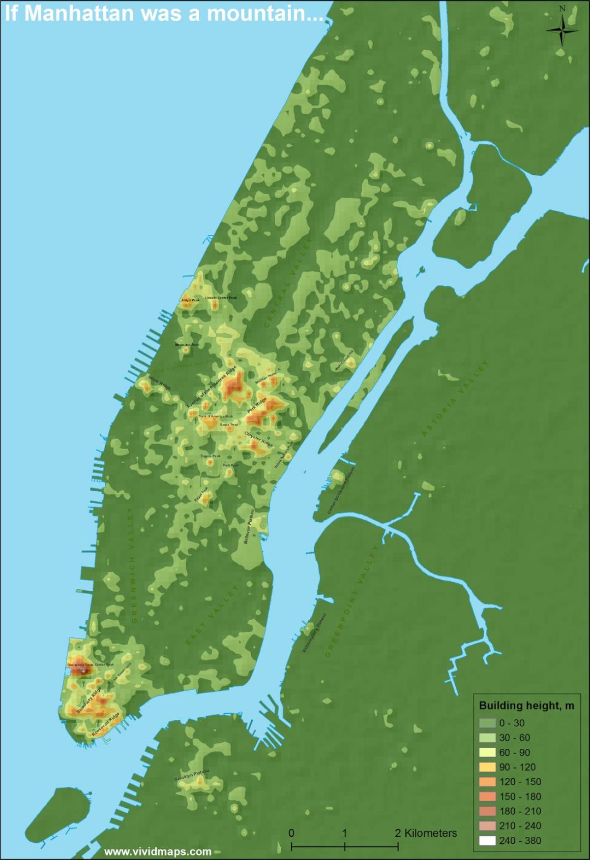 augstums karte Manhattan