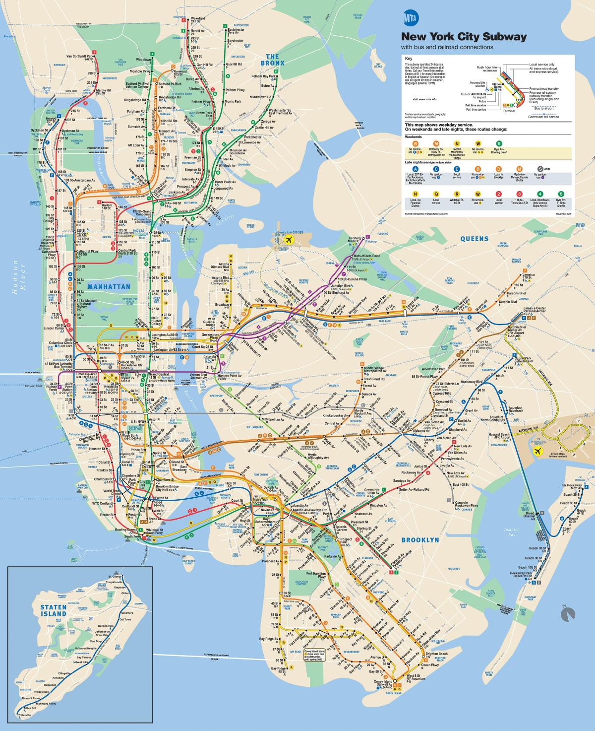 Manhetenas ielu karte ar metro pieturas
