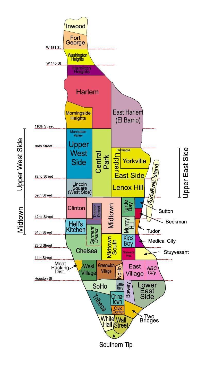 rajonu karte Manhattan