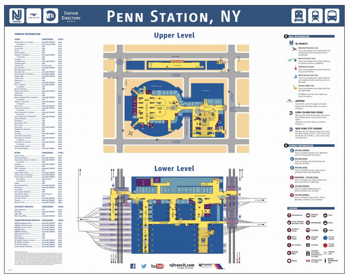 Penn stacija, Manhetenas karte