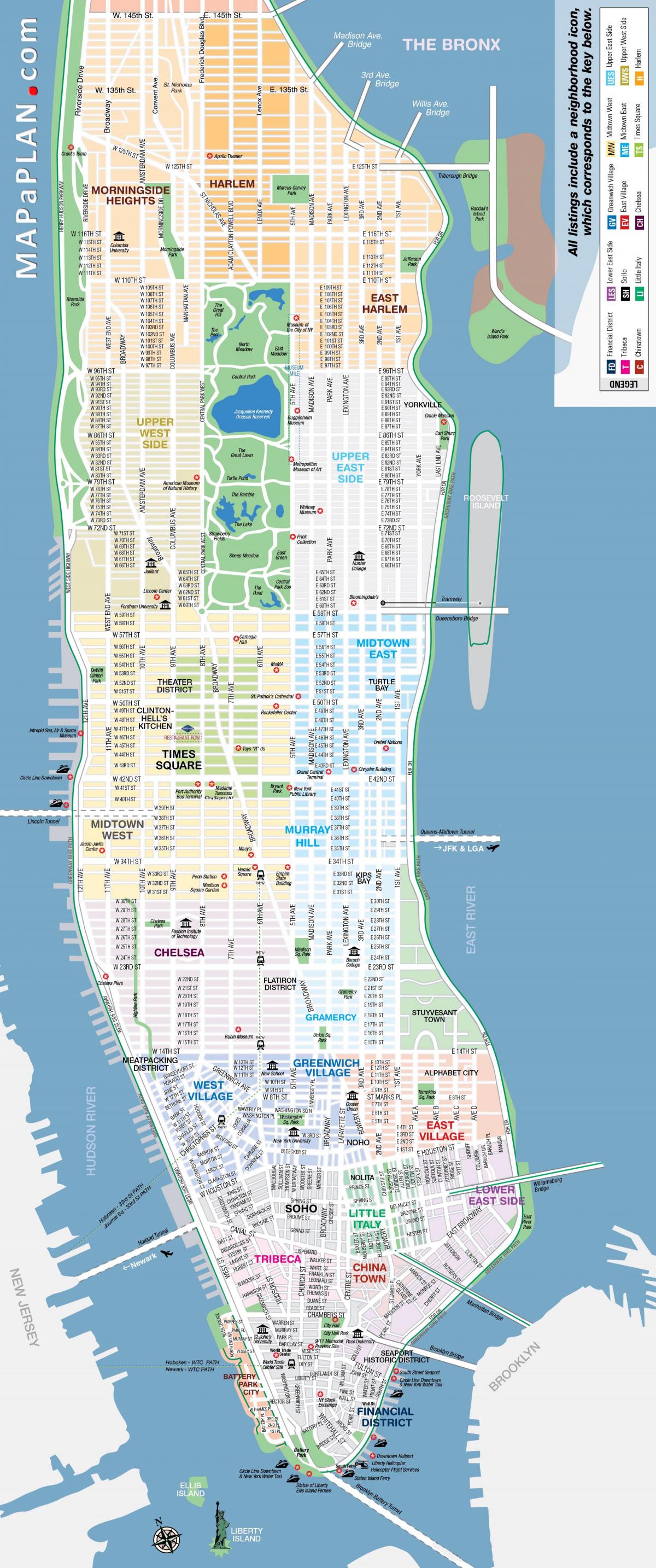 bezmaksas printable karte Manhattan, NYC