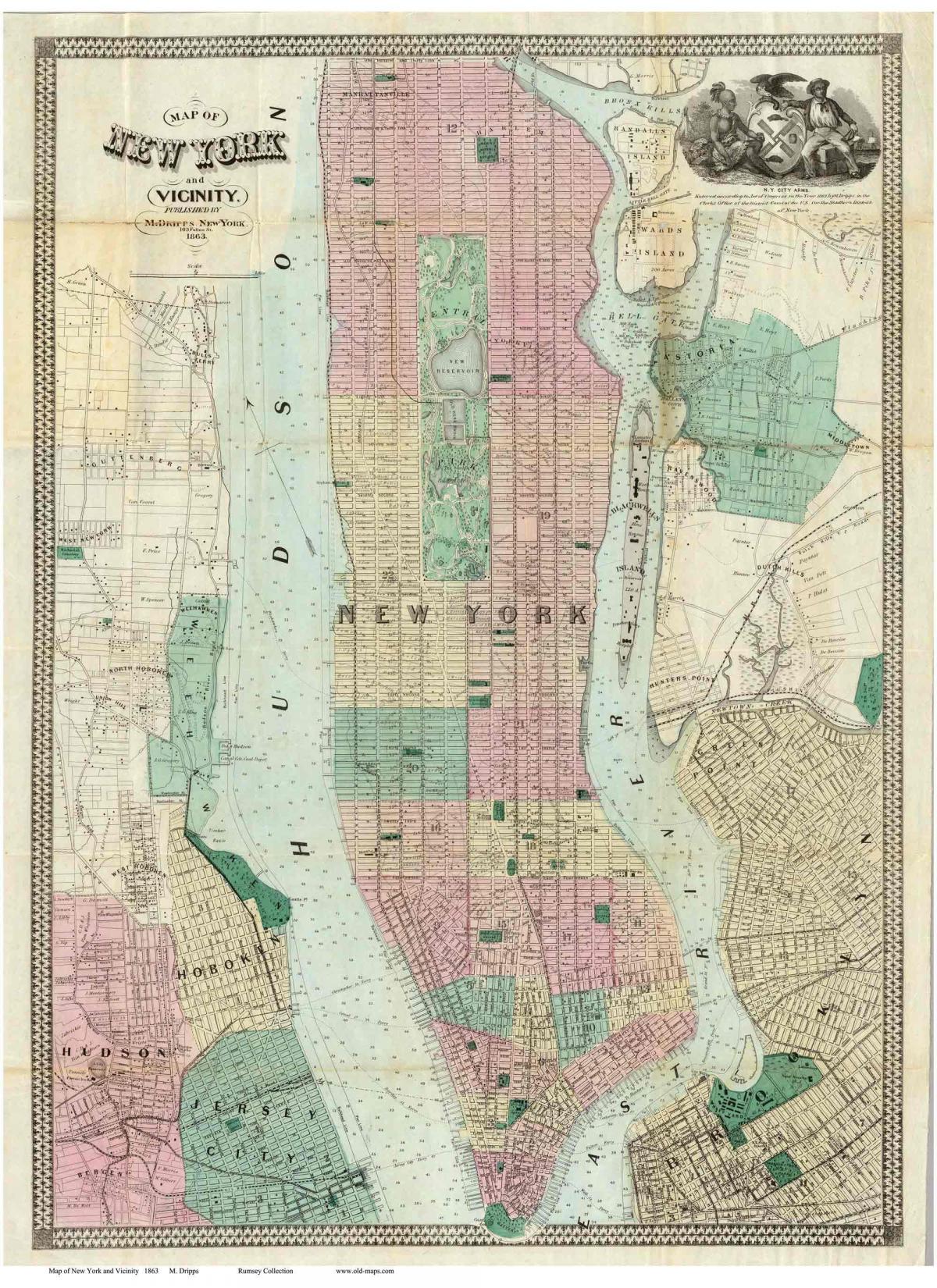 vēsturisko Manhattan kartes