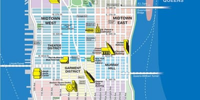 Karte upper Manhattan apkārtne