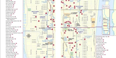Printable pastaigu karte midtown Manhattan