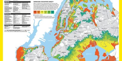 Manhattan plūdu zonā, kas kartē
