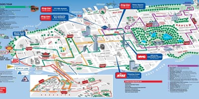 Manhattan tūrisma objektiem kartē